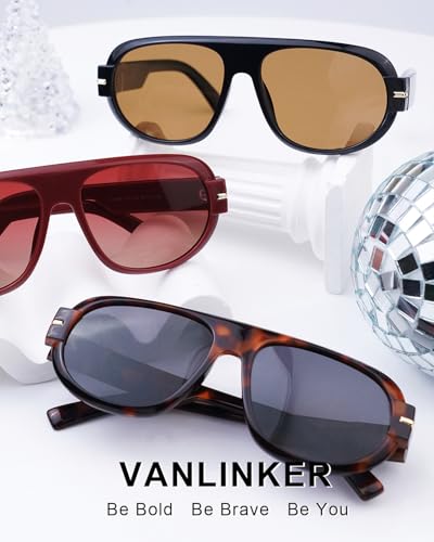 VANLINKER Retro 70s Aviator Sunglasses for Men Women Vintage Polarized Square Aviators VL98412
