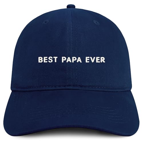 Trendy Apparel Shop Best Papa Ever One Line Embroidered Soft Crown 100% Brushed Cotton Cap - Navy