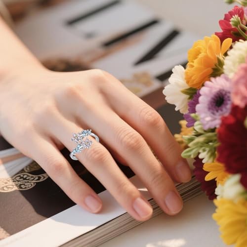 Dainty Flower Rings Adjustable Rings for Women Open Stacking Finger Ring, Friendship Promise Valentine Birthday Christmas Gifts for Her2