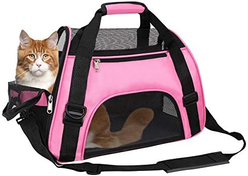 TIYOLAT Pet Carrier Bag, Airline Approved Duffle Bags, Pet Travel Portable Bag Home for Little Dogs, Cats and Puppies, Small Animals (Small, Pink)