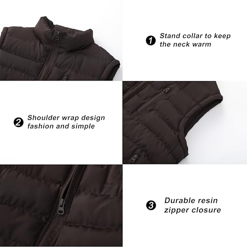 VtuAOL Men's Puffer Vest Outdoor Hooded Padded Vest Softshell Outerwear Vest for Travel Hiking2
