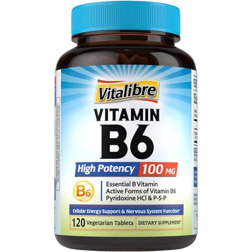 Vitamin B6 100mg Tablets, High Potency, Bioactive Pyridoxine HCl and Pyridoxal-5&rsquo;-Phosphate,...