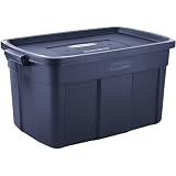 Rubbermaid Roughneck Storage Box, 31 Gal, 20.4" X 32.3" X 16.7", Dark Indigo Metallic