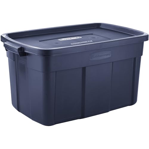 Rubbermaid Roughneck Storage Box, 31 Gal, 20.4 X 32.3 X 16.7, Dark Indigo Metallic