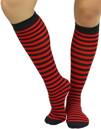 Image of ToBeInStyle Women's Opaque Striped Knee High Warm Nylon Stockings Hosiery