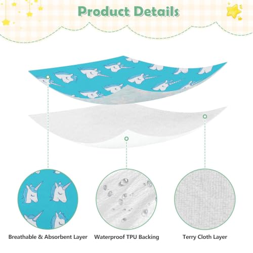 Drap-housse imperméable enfant 132x71 cm licornes bleues