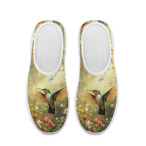 Image of Hummingbird Floral Print Lightweight Walking Shoes for Women Mesh Casual Sneakers Size 5-10.5