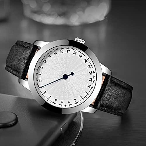 Bofan One Hand 24 Hour Business Watch For Men Swiss Quartz Movement Waterproof Wrist Watch With Soft And Comfortable Genuine Strap(White-Black). #TOP5