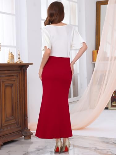 Women's Formal Long Skirt Cocktail High Waist Bodycon Fishtail Maxi Skirts4
