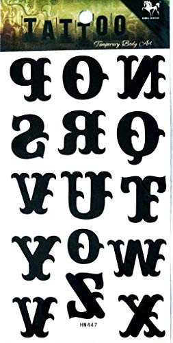 PP TATTOO 1 Sheet Black letters A-Z English alphabet ABC