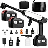 Cordless Pressure Washer Battery Powered,Portable Power Washer with 2pcs 4.5Ah Battery&Charger & 6-in-1 Nozzle,2 Power Level & on/Off Button,Handheld Pressure Washer for Car,Home,Garden Patio (8.5m)
