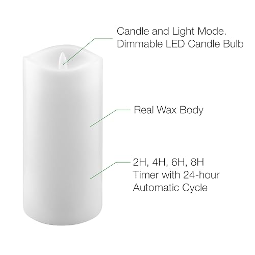 Image of Stonebriar 6 Count White Real Wax 3x6 Flameless LED Pillar Candles with Remote and Timer