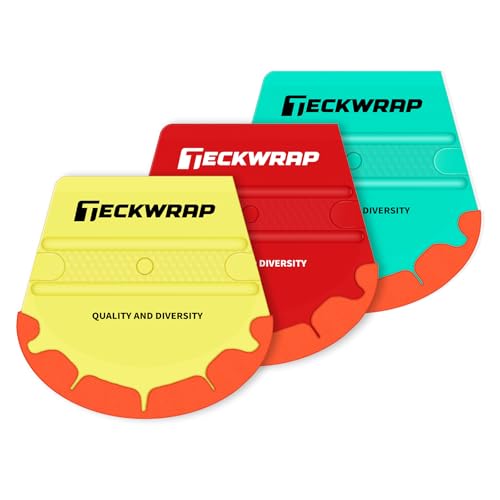 Image of TECKWRAP Felt Squeegee for Vinyl Wrap Window Tint -Fan Shape, Soft /Med /Hard | Pro Car Wrap Tool Kit with 3 Hardness Levels Scratch-Free Tool for PPF, Decal, Inkjet Sticker Paper & Wallpaper DIY Projects