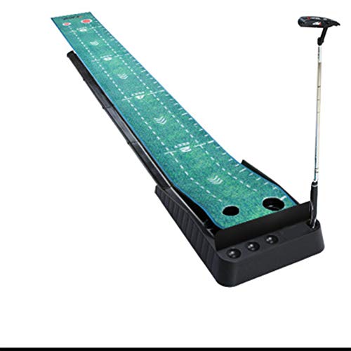 WDXLT Poner Práctica,Plegable 2 Agujeros Putting Green Simulator,Auto Ball Return Mejorar Habilidades Alfombrilla Putting De Golf,para Hogar Interior-con Deflector 332x40cm(131x16inch)