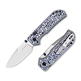 Kizer Nice Guy Pocket Folding Knife, 2.84”AEB-L Blade, vortex pattern Micarta Handle Small EDC Knife, Button Liner Lock Knives for Men Women, Sharp Camping Hiking Hunting Survival Knives V3011BDM1