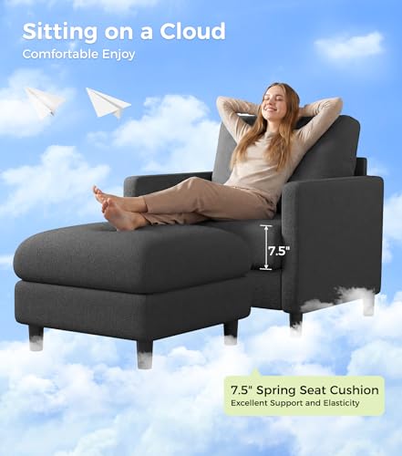 Image of Welzona Sofa Accent Chair with Ottoman, 33 inch Teddy Reading Chair and Ottoman