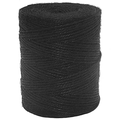 Image of Vivifying 656 Feet Black Jute Twine, Natural 2mm Jute Cord for Crafts, Halloween Wrapping, Garden (Black)