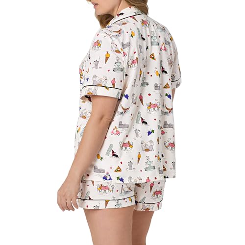Image of Bed Head PJs Womens Matching Pajamas - Soft Organic Short Sleeve Button Down PJ Shirt & Shorts Set - Sleepwear & Loungewear