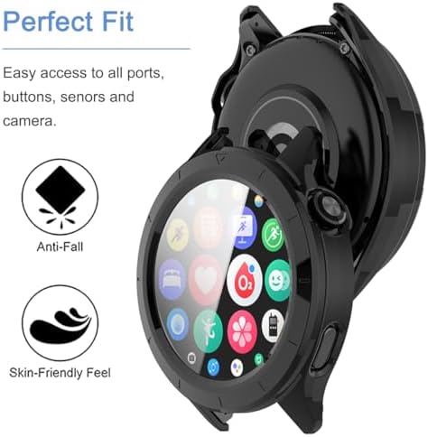 2 Pack PC Case Compatible for Xiaomi Watch S4 With Tempered Glass Screen Protector, Full Coverage Hard PC Shockproof Protective Cover, Black+Transparent