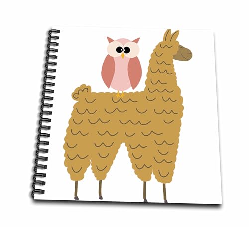 AllSouthernDesignTees - Birds - Cute Funny Creative Pink owl Riding a Llama - Drawing Book 20cm x 20cm (db_290660_1)