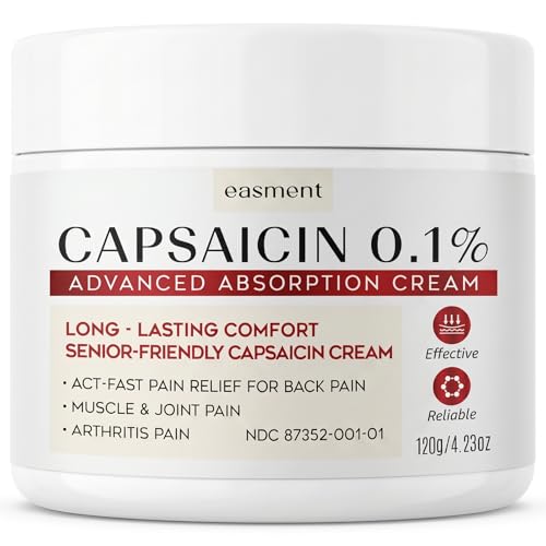 Easment Capsaicin Pain Relief Cream Topical Arthritis & Muscle Pain Relief for Joint Nerve & Back Pain Medicated Pain Cream with Capsaicin 0.1% Arnica Aloe & Chamomile 4.23 Fl Oz