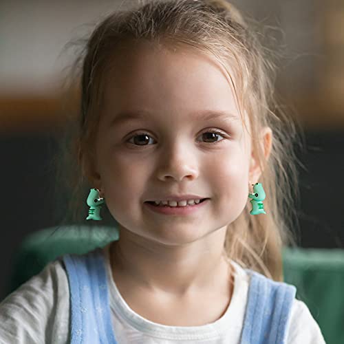 Ecation 6 Pairs Cute Animal Bite Earring Handmade Alloy Clay Stud Earrings 3D Cartoon Dinosaur Shark Animal Stud Earring For Kids Girls Women Christmas New Year #TOP4