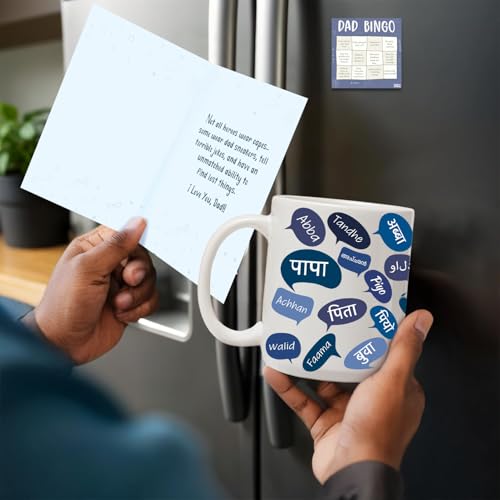 Image of Party Propz Birthday Gift for Dad - 3 Pcs Set with Greeting Card, Fridge Magnet, and Coffee Mug - Gift for Father Birthday from Daughter, Son