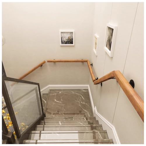 Rambarde d'escalier en bois de 100 cm avec sa barre d'appui murale robuste - 4