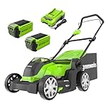 Greenworks 40V Tagliaerba a Batteria per Prati Fino a 500m², Ampiezza di Taglio 41cm, Sacca da 50L CON Due Batterie 40V 2Ah e 1 Caricabatterie, Garanzia 3 Anni-G40LM41K2X