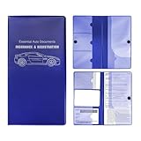 Dickno Car Registration and Insurance Holder, 10.39''×9.56'' Essential Auto Card Document Glove Box Organizer with Closure, Vehicle Interior Accessories Fit for Most Cars (Blue, Smooth Car)