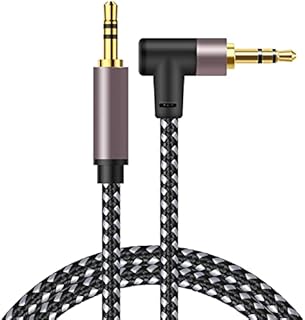 AUX Cable 6M, ShinKey 90 Degree Right Angle 3.5mm Audio Nylon Braided Male to Hi-Fi Sound Quality Cord Compatible for Headphones, iPhones, iPads,iPods, Home/Car and More (6M), Silver