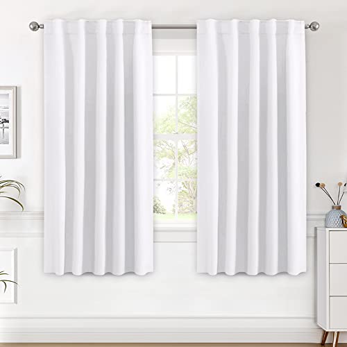 Image of H.VERSAILTEX White Curtains Thermal Insulated Window Treatment Panels Room Darkening Privacy Assured Drapes for Living Room Back Tab /Rod Pocket Bedroom Draperies, 42 x 63 Inch, 2 Panels