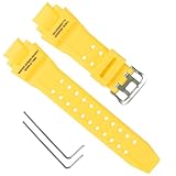 Cinturino di ricambio in silicone da 16 mm per Casio GW-4000/GA-1000/GW-A1000/GW-A1100 – Cinturino di ricambio resistente e impermeabile da uomo, Casio G Shock Watch Band (giallo)