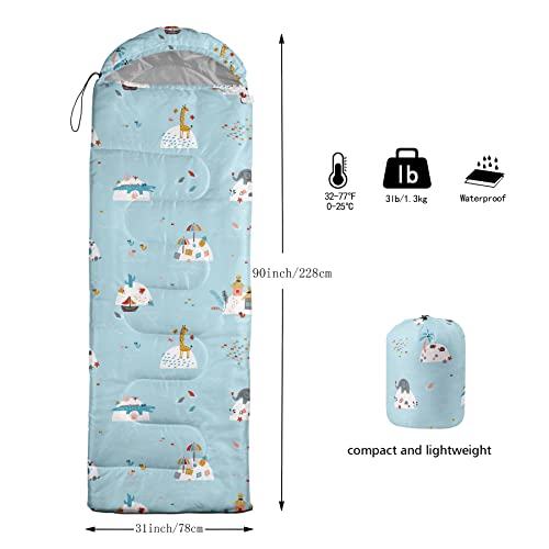 Bolsa de dormir para niños con estampado Animal Island, ligera, cálida, portátil, resistente al frío y al agua para camping y senderismo miniatura 3