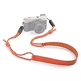 Picture of PGYTECH Camera Shoulder Strap Air for Mirrorless Quick Release Camera Strap Leather-like Surface with Braided Ropes Adjustable Neck Strap Light for Sony ZV-E10 for Canon G7 X, Vibrant Orange