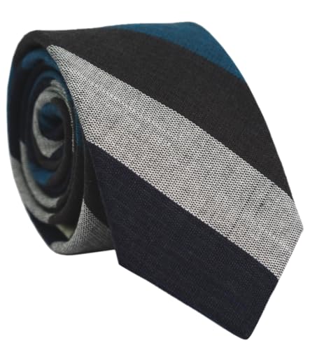 Image of BELLUNO Men's 2.5 inch Skinny Solid Cotton Linen Ties