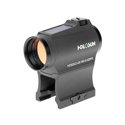 Image of HOLOSUN HE503CU-GR / HS503CU Multi-Reticle 2 MOA Dot & 65 MOA Circle Micro Sight for Rifles - Solar FailSafe Shake-Awake Waterproof Aluminum Sight with 12 Brightness Settings - Red /Green Dot Options