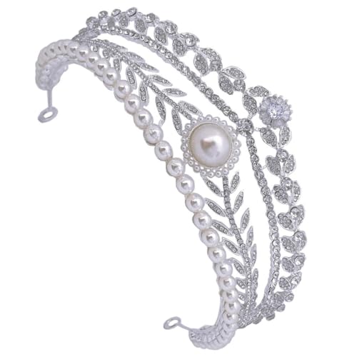 Tiara de perlas KICHOUSE en aleación de zinc elegante y reutilizable para novias