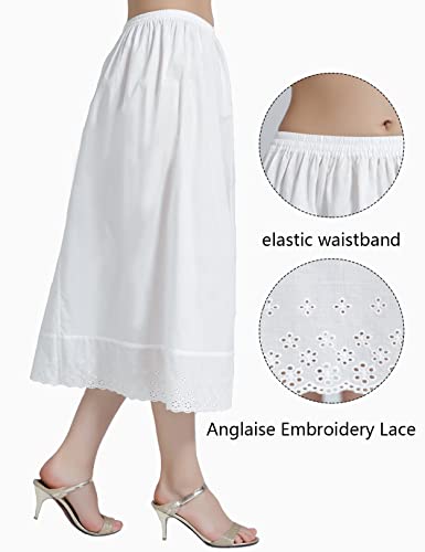BEAUTELICATE Half Slip Skirt Extender with Lace Embroidery 100% Cotton Vintage Underskirt2