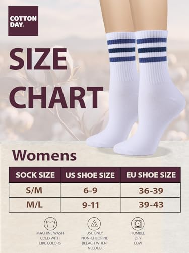 Image of COTTON DAY Women's Soft Combed Cotton Socks Seamless Toe Black White Navy