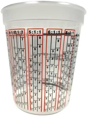 Disposable Solvent Resistant Cups with Graduations for Paint Mixing, Epoxy Resin Pour, Acrylic Paint and Stain 1 Quart 32 oz. Cups, 100 pack, for Body Shops, DIY, Garages, Dealerships, Made in USA