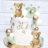 3D Bear Balls Cake Toppers for Birthday Baby Shower Party Decorations (bear green ball)