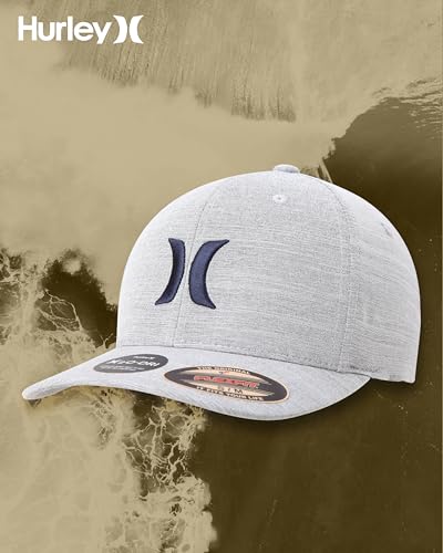 Image of Hurley Mens Baseball Cap - Moisture Wicking Curved Brim Flexfit Fitted Hats for Men with H2O-Dri Sweatband (Sizes: S-XL)