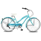 Micargi Rover Lightweight Beach Cruiser Bike for Women Adult 26 Inch Wheels Featuring Steel...
