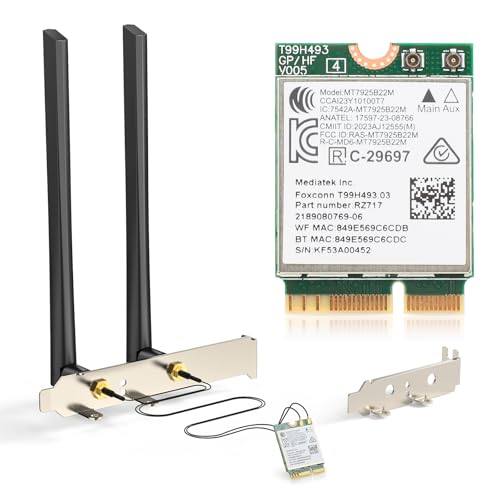 EDUP WiFi 7 Card BE6500 M.2 2230 Wi-Fi 7 Wireless Network Card for Desktop, Bluetooth 5.4 Tri-Band 6G/5G/2.4Ghz OFDMA 802.11be, Compatible with Intel/AMD Windows 11 (64-Bit) and Linux Kernel 6.7+