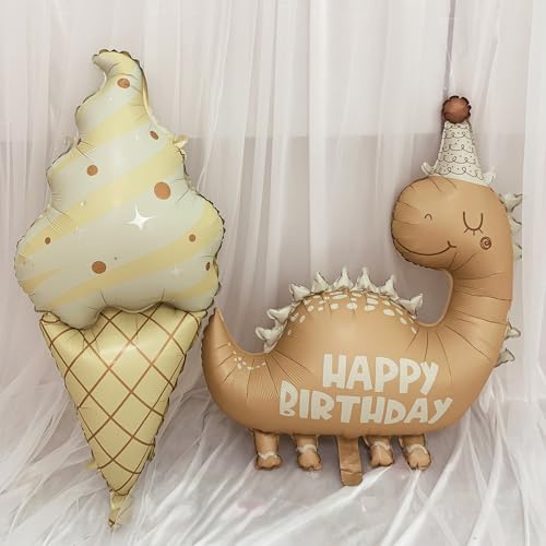 Image of Dinosaur Animal Balloons Nude Dino Birthday Foil Balloons for Dinosaur themed Baby Shower,Girl Boys,Kids Birthday Party Decorations Supplies 2 Pcs 35 Inch