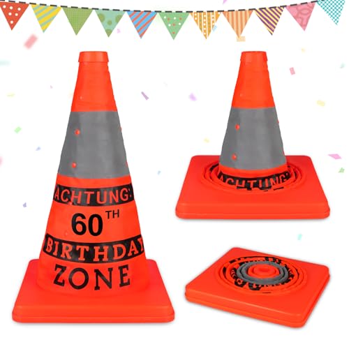 Giftota Original 60 Geburtstag Geschenk, Sicherheitskegel 60 Geburtstag Männer, BIRTHDAY ZONE Lustige Party Dekoration, Geburtstagsgeschenk 60 Mann Partyzubehö, für Frauen Männer Papa Opa