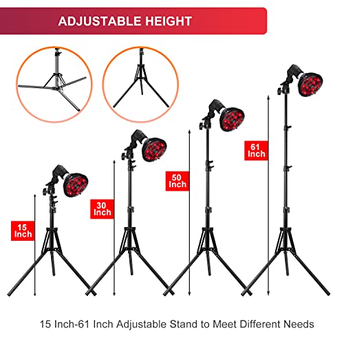 Wolezek Red Light Therapy Lamp With Stand, 18 Leds 660Nm Red And 850Nm Near Infrared Combo Bulb Red Light Therapy Device For Body And Face, Included 15"-61" Adjustable Tripod, Timer And Goggles #TOP3