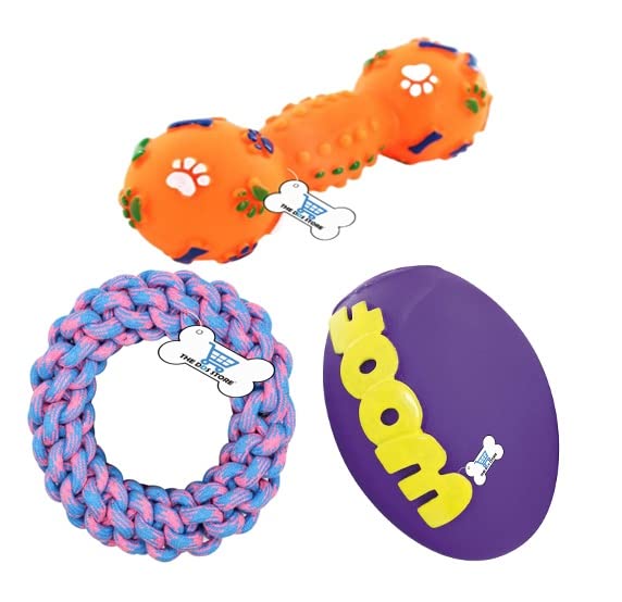 THE DDS STORE Combo of 3 Pet Teeth Cleaning Chew Small Puppy Toys-Dogs Dumbbell Shape Toy + Woof Dog Ball + Rope Ring Toy -Color May Vary (B0BB7LWV47) Amazon Price History, Amazon Price Tracker