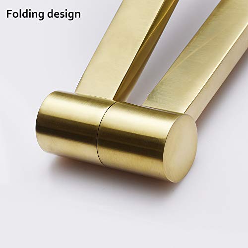 Katais Pot Filler Faucet Wall Mount Kitchen Sink Folding Faucet Double Joint Swing Arm Extended Spout Two Shut Off Handle Brass Brushed Gold Finish #TOP3